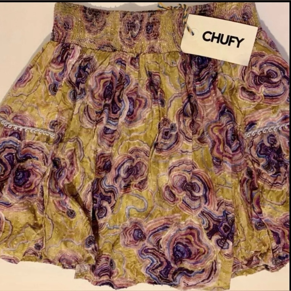 Chufy Femi Cotton Women’s Skirt Mikkel Mustard Small NWT Feminine Luxury Floral - Picture 2 of 7